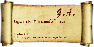 Gyurik Annamária névjegykártya
